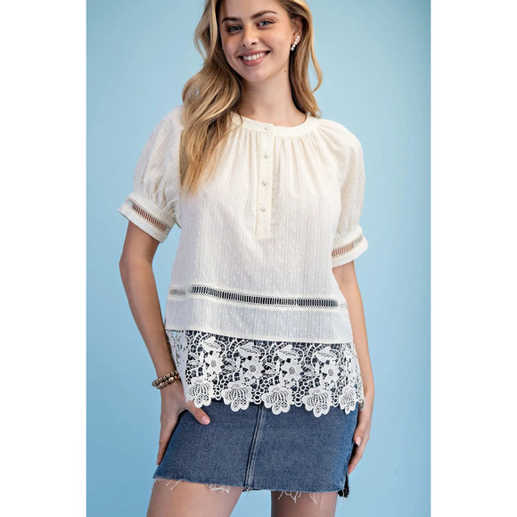 GiGio Tops - TY1166 I GiGio Textured Half Button Blouse Various Sizes